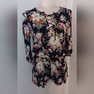 Chiv Floral Lace-Up Jumpsuit